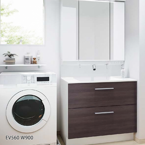 EV　560タイプ　W900　タッチレス水栓・フルスライドタイプ・3面鏡・スリムLED照明（全収納）　EAFH-905JY-AM･MEA-903TXJU